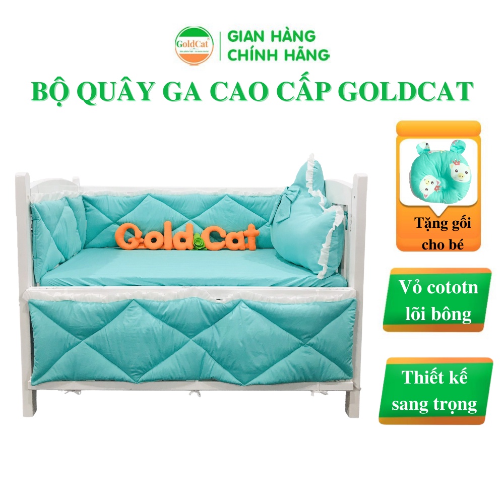 Bộ Quây Cũi Cho Bé Kèm Ga Cao Cấp GOLDCAT Thiết Kế 1 Đầu Mây Chất Liệu Bông Chần Siêu Mềm Nhiều Kích Thước