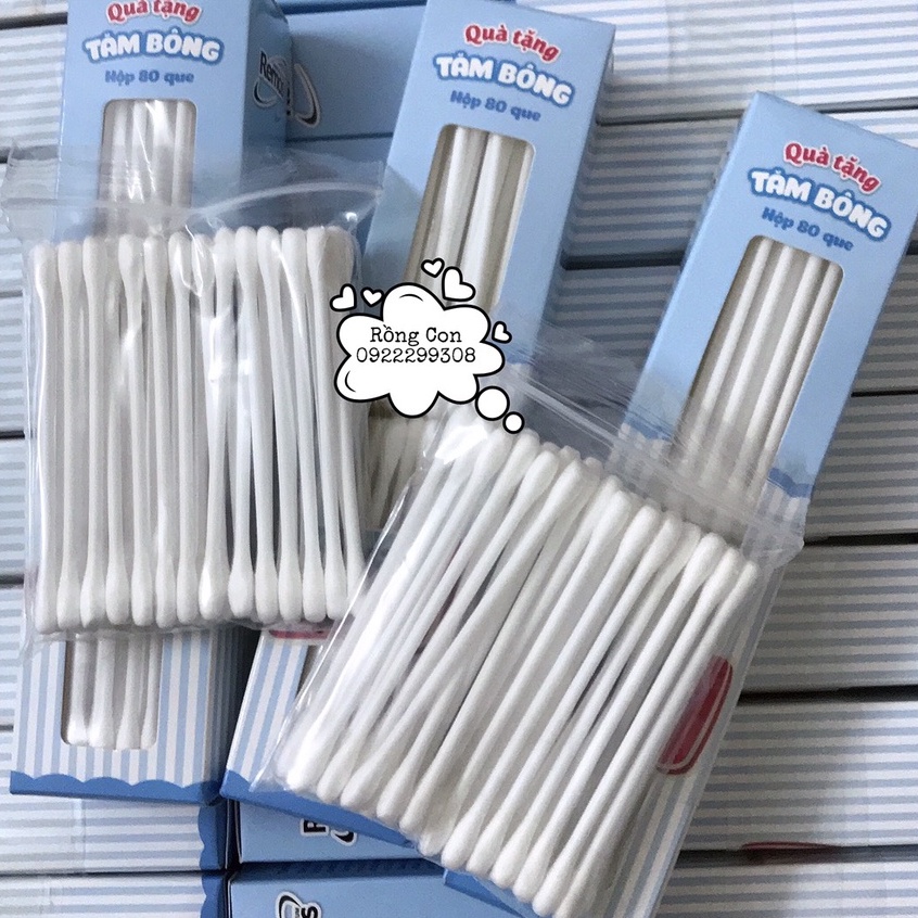 Tăm Bông Người Lớn Và Trẻ Em Bông Bạch Tuyết (hàng tặng Remos hộp 80 cây )
