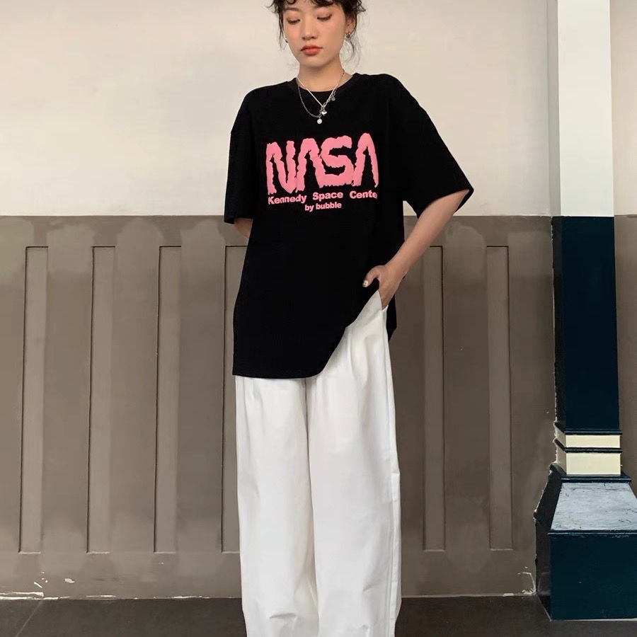 Áo Thun Tay Ngắn Dáng Rộng In Chữ Phong Cách Hàn Quốc Thời Trang Mùa Hè Mới Cho Nữ