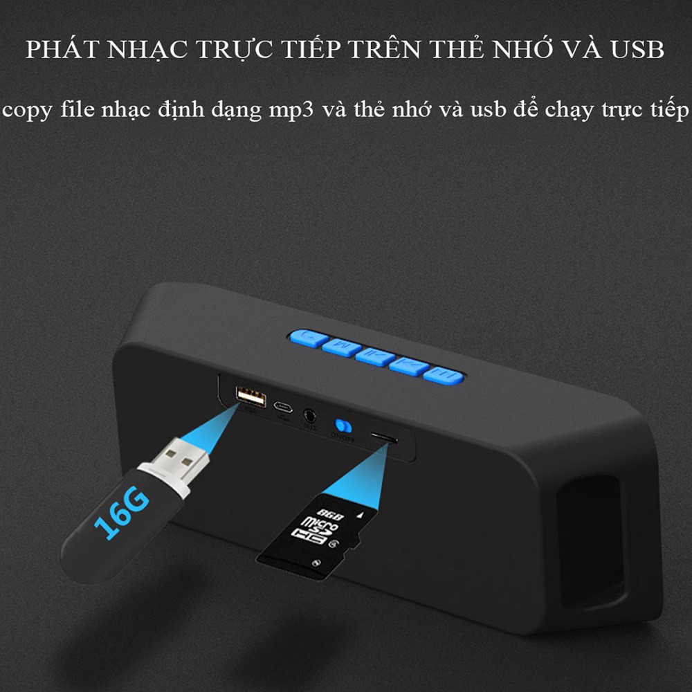 Loa bluetooth mini Sidotech D2B giá re cầm tay nhỏ gọn nghe nhạc liên tục phát nhạc trực tiếp từ usb thẻ nhớ siêu bass