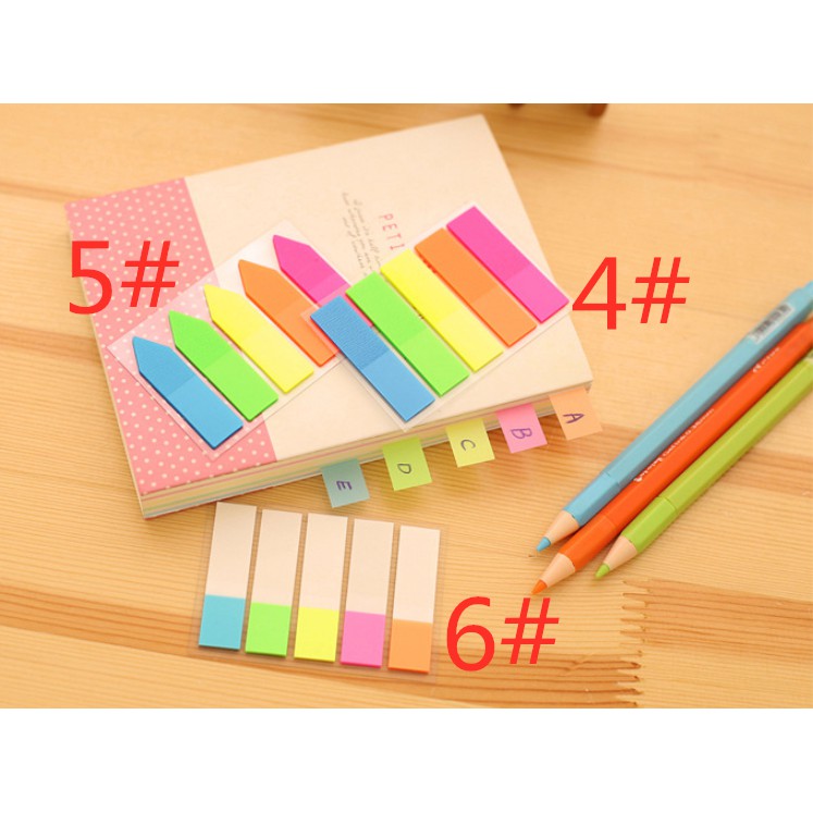 Giấy dán ghi chú làm tiêu đề đánh dấu trang sách học tập màu huỳnh quang