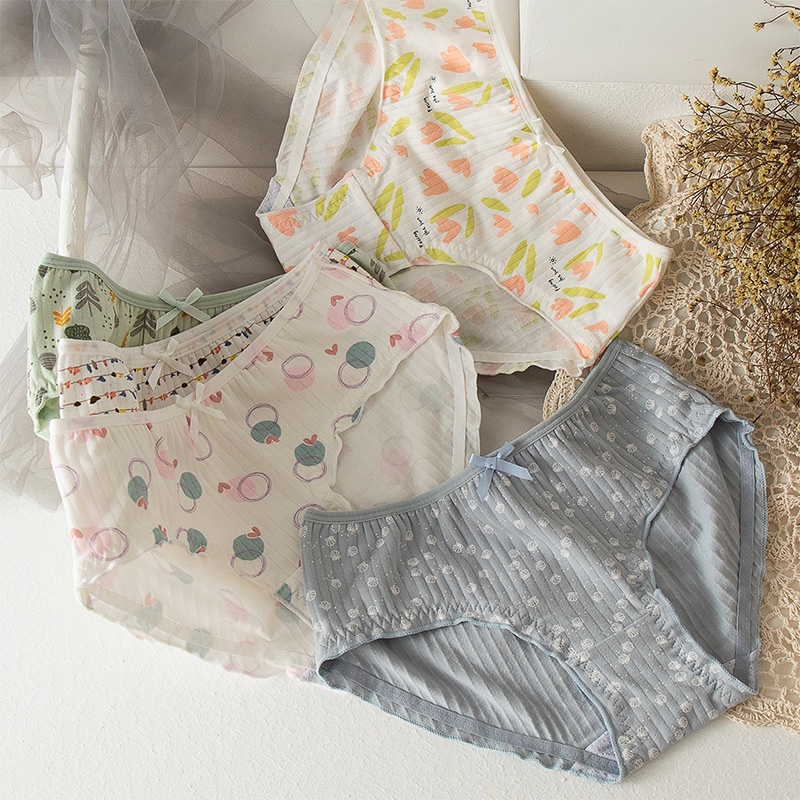 Quần lót cotton bông họa tiết hoa thổ cẩm 598