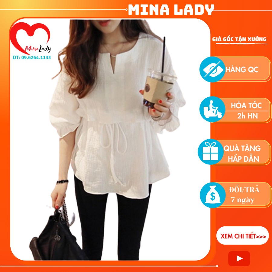 Áo kiểu nữ trắng xinh xắn tay lỡ (Bánh bèo điệu đà)