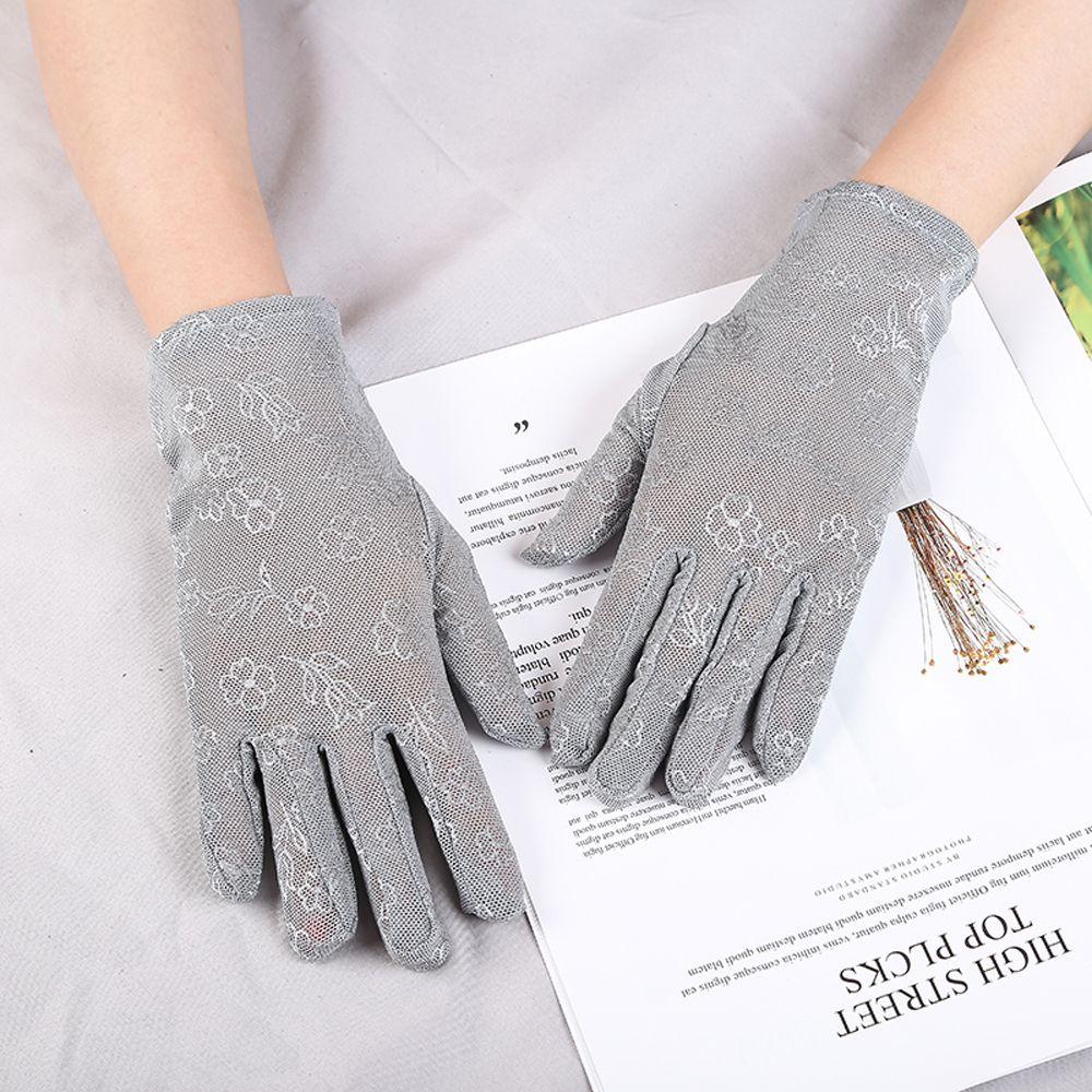 Găng Tay Chống Nắng Bảo Vệ Ngón Tay Bằng Lụa Lạnh Phối Ren Mỏng Thoáng Khí Thời Trang Cho Nữ