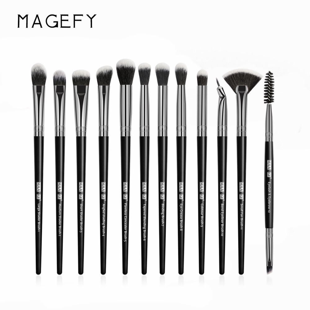 12 PCS/Set Makeup Brushes Set  Cọ trang điểm đánh phấn mắt chất lượng cao Cọ Trang Điểm Lông Siêu Mềm Thiết Kế Nhỏ Gọn Dùng Đánh Phấn Mắt MAGEFY