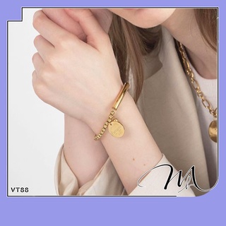 Lắc tay nữ Titan dây bi mặt tròn Fantastic NY 520 - Măng’s House VT88