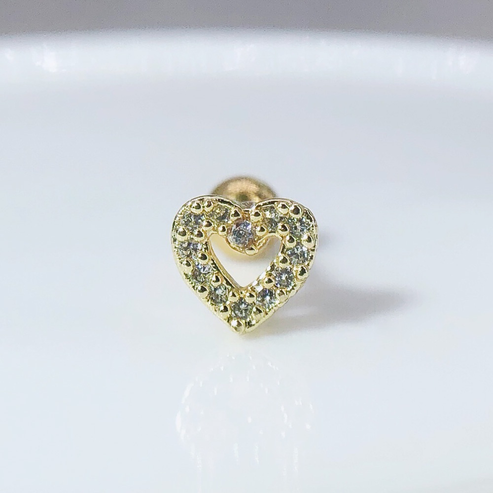 Khuyên Xỏ Sụn Tai Bằng Bạc Zircon Màu Sắc Hình Trái Tim Cho Nữ