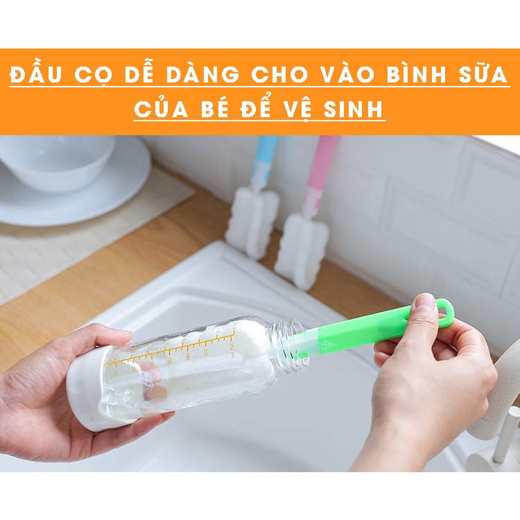 Cây Cọ Rửa Cốc Ly, Rửa Bình Sữa Đa Năng Tiện Lợi Đầu Mút Trắng - Có Thể Gấp Gọn