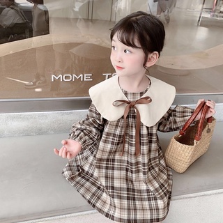Váy kẻ caro tiểu thư thu đông cho bé gái