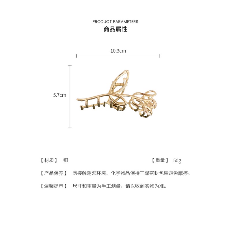 Kẹp Tóc Kim Loại Hình Hoa Hồng Rỗng Độc Đáo Thời Trang Hàn Quốc Cho Nữ