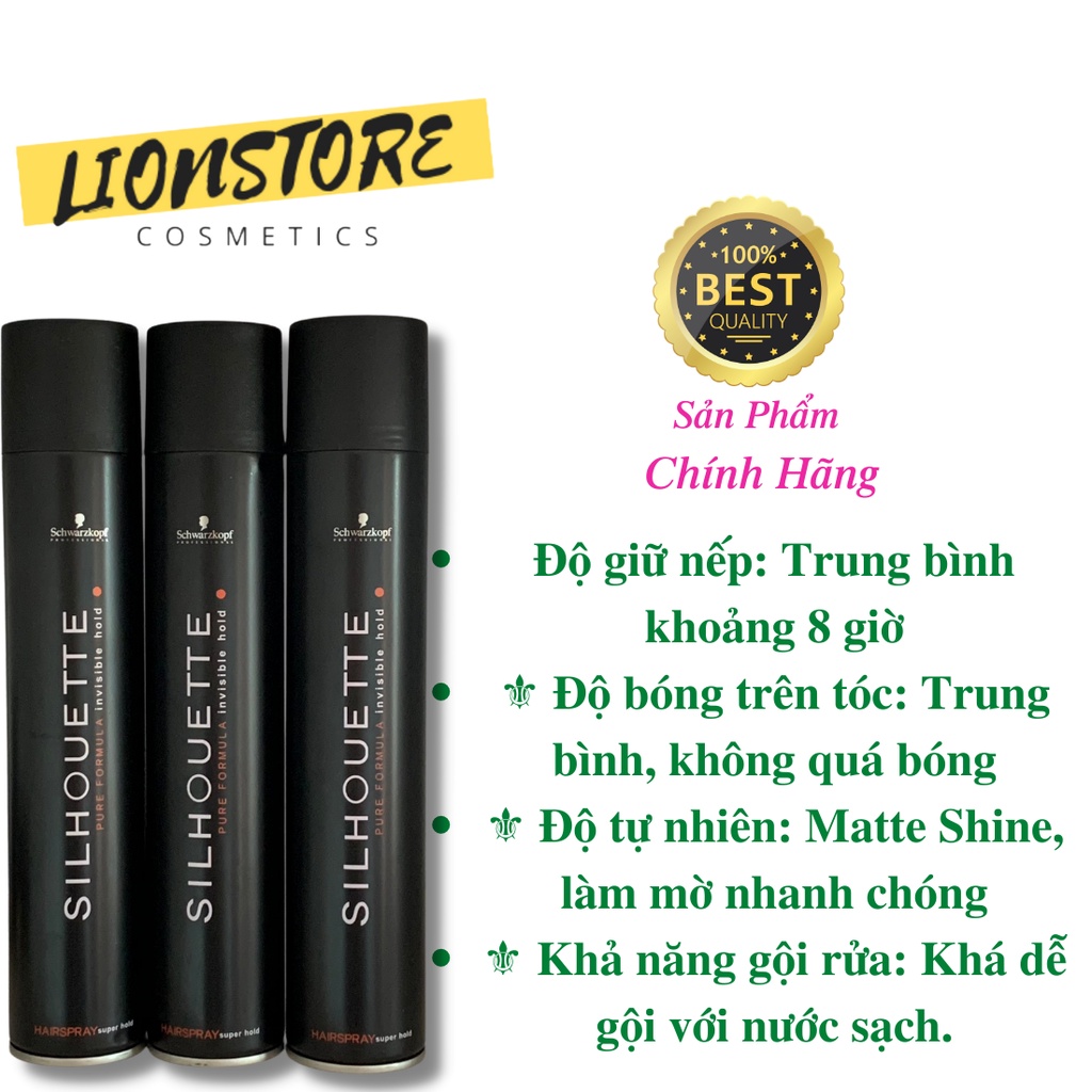 Gôm xịt tóc tạo kiểu giữ nếp nam nữ chính hãng giá rẻ SILHOUETTE 420ml