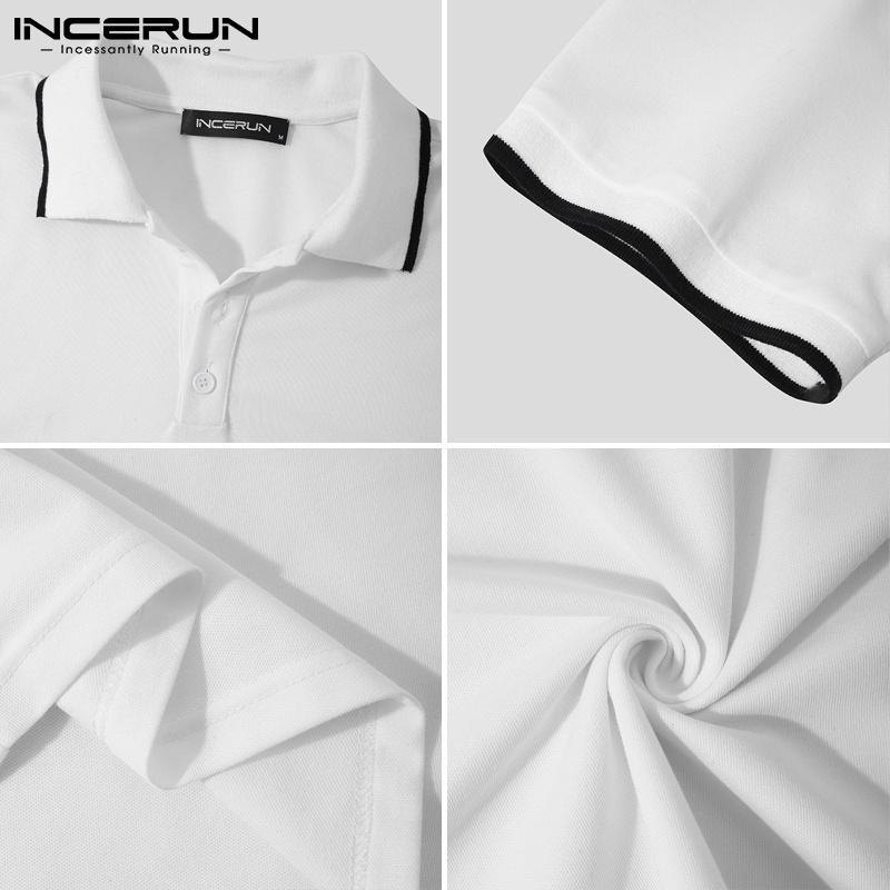 Áo thun polo INCERUN tay ngắn có 3 màu đơn giản thời trang cho nam