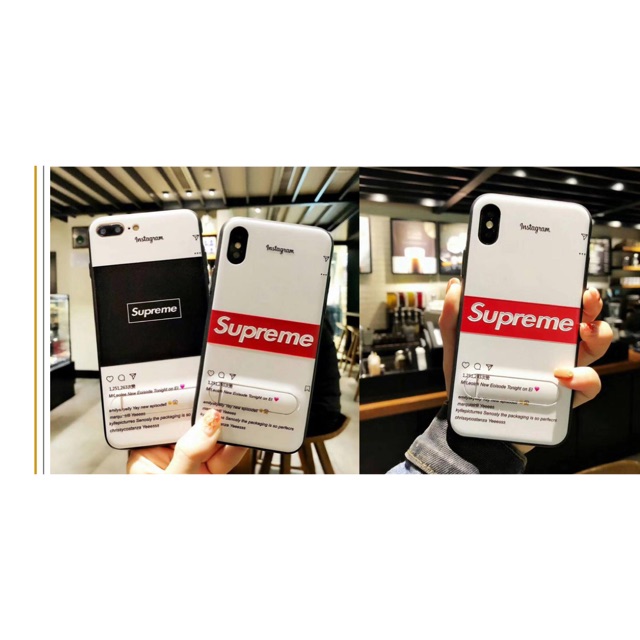 Ốp lưng Supreme cho iphone kèm dây đeo điện thoại