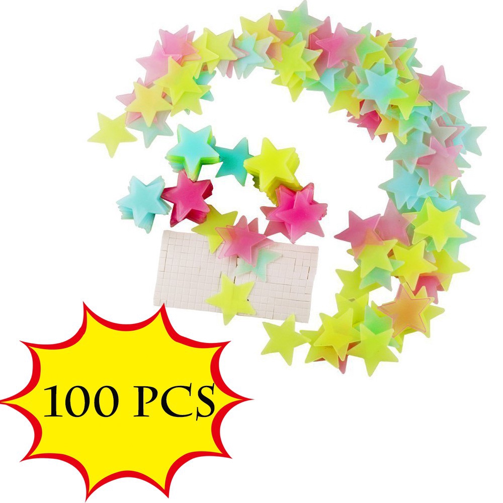 40 / 100 Sticker Ngôi Sao Dạ Quang Dán Tường Trang Trí