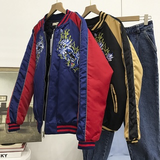 Áo khoác bomber thêu 2 lớp cực chất cho nam, áo bomber thêu Rồng