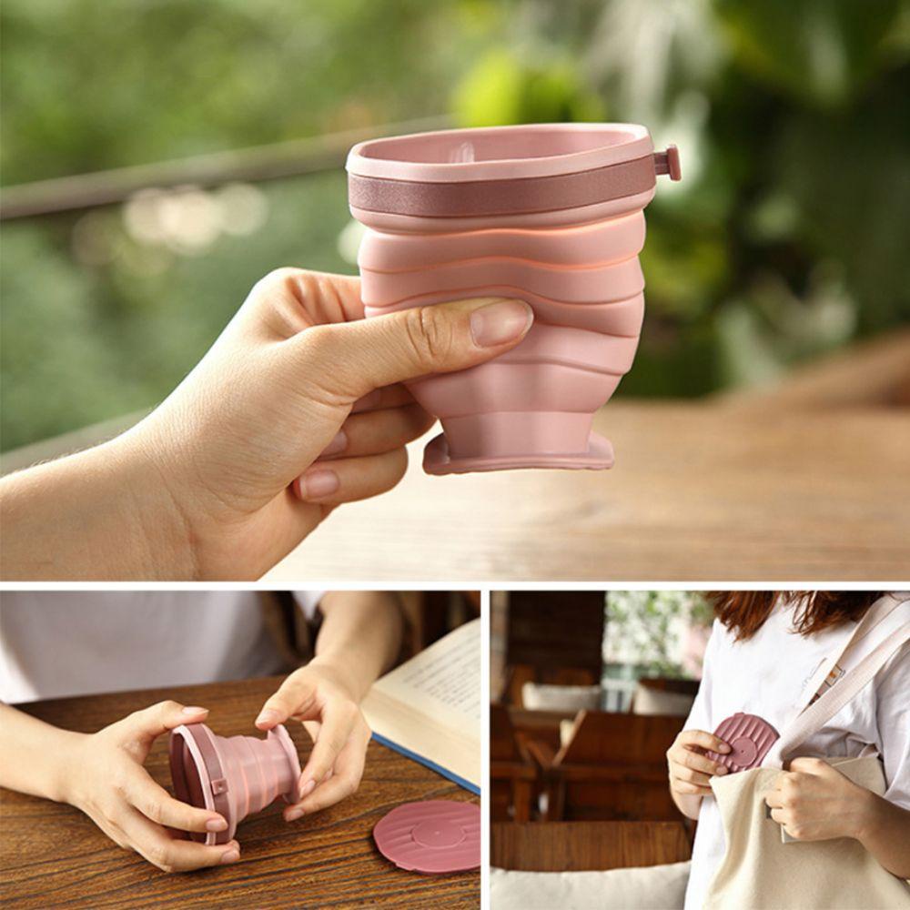 Cốc Uống Nước Silicone 220ml Có Thể Gấp Gọn Tiện Dụng Mang Theo Du Lịch Cắm Trại