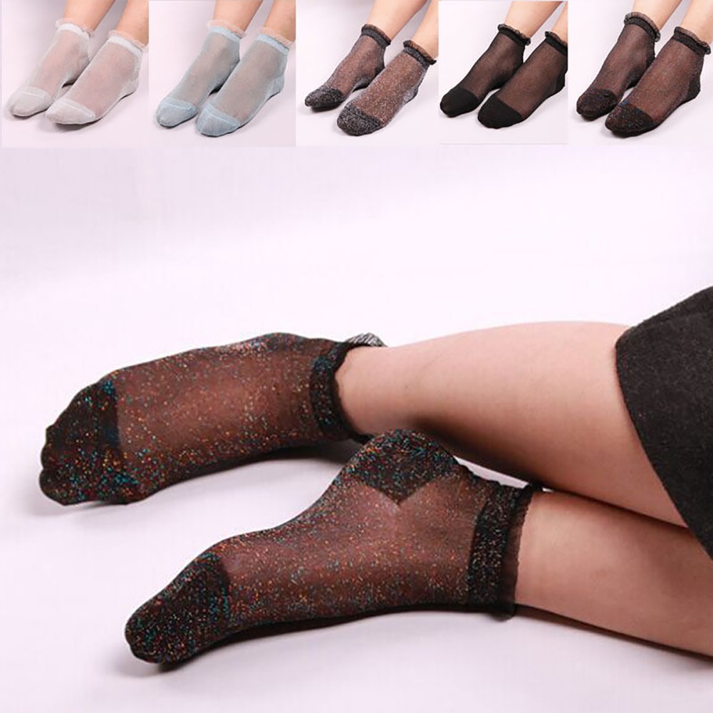♥Yên Xe Đạp Địa Hình♥Vớ Lụa Xuyên Thấu Phối Ren Trong Suốt Thời Trang Mùa Hè Cho Nữ