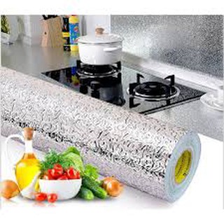 Giấy dán bếp tráng bạc rộng dài 3m - Decal dán bếp tráng bạc có keo sẵn chống nhiệt chống nước siêu bền