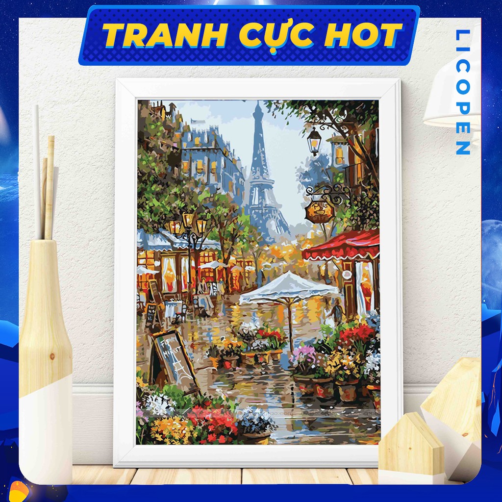 [CÓ SẴN] Tranh Tô Màu Theo Số Licopen - Tranh khung cảnh paris - MS185