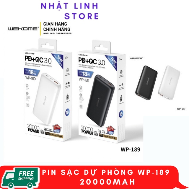 Sạc pin dự phòng WK - WP-189 20000Mah cho iphone ipad android samsung oppo xiaomi sạc nhanh 5V/2.1A