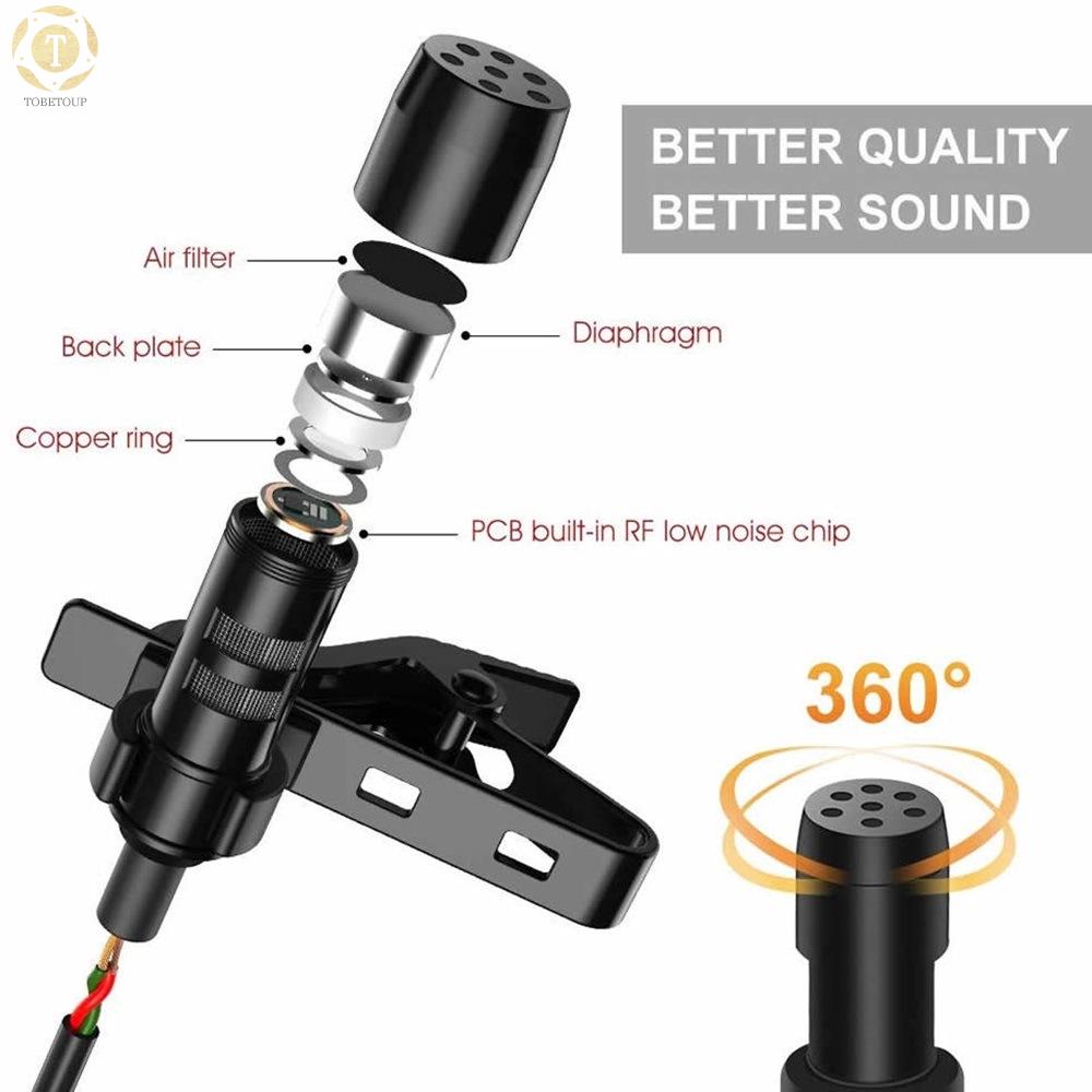 Shipped within 12 hours】 Mini Clip-on Lavalier Microphone Lapel Condenser Mic with 3.5mm Plug Compatible with iPhone iPad Android Smartphone DSLR Camera PC Laptop Microphone [TO]