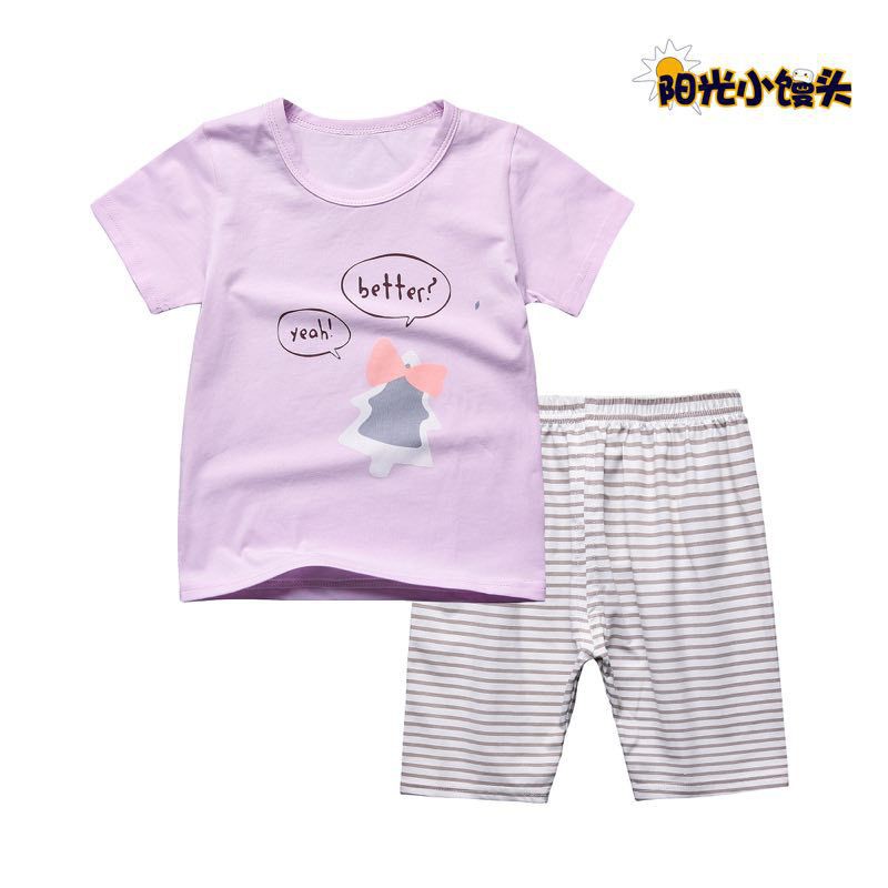 Đồ bộ cotton xuất hàn quần lửng cho bé gái 7-33kg