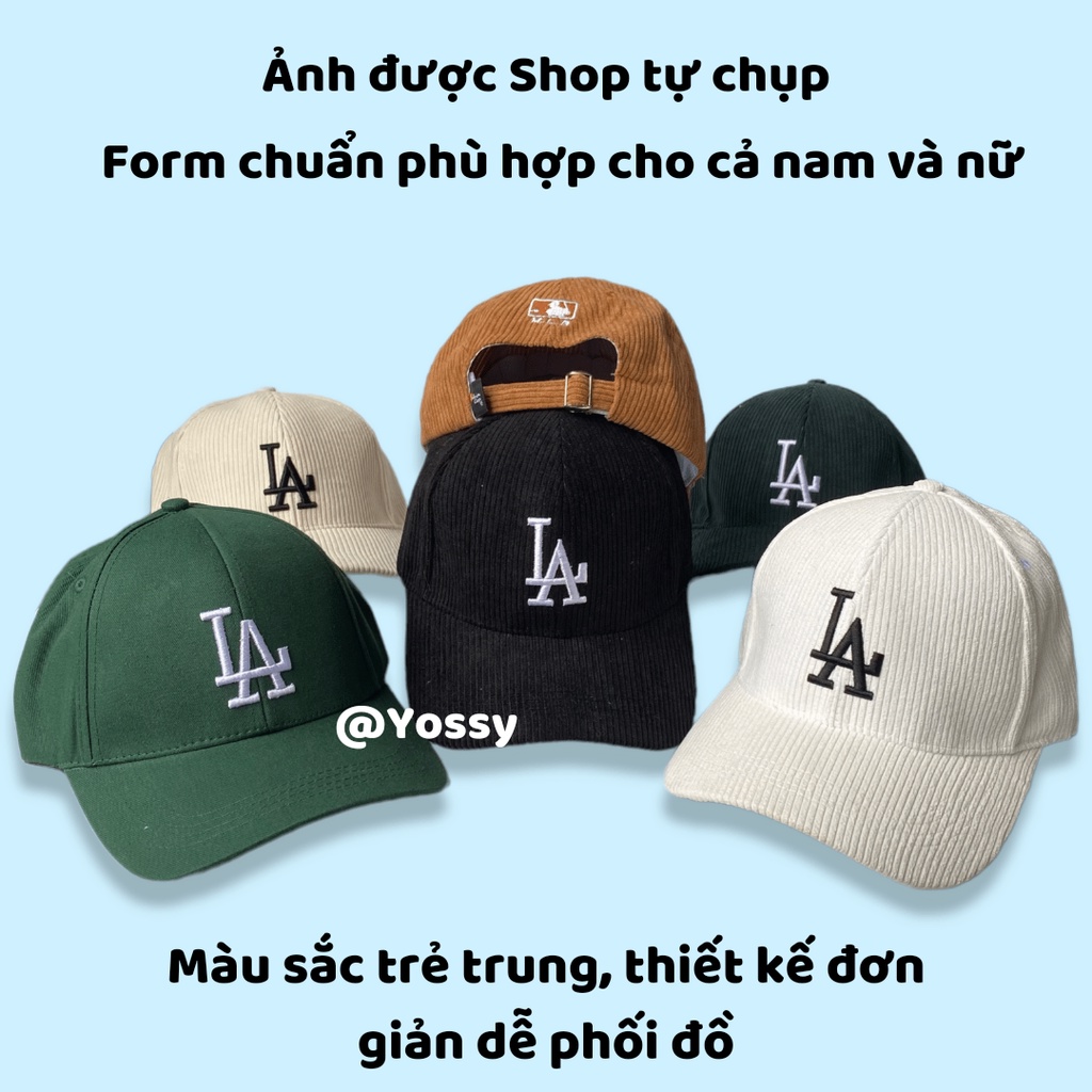 Mũ lưỡi trai LA chất nhung tăm cao cấp phong cách Hàn Quốc - Nón kết nam nữ Yossy