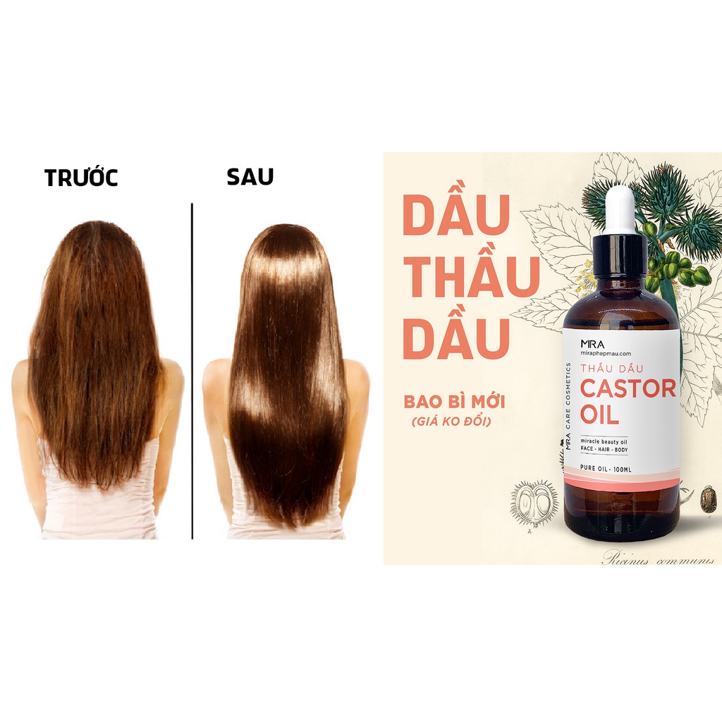 Dầu Thầu Dầu Castor Oil nguyên chất - Ủ Tóc dưỡng tóc mọc tóc  - miraphepmau