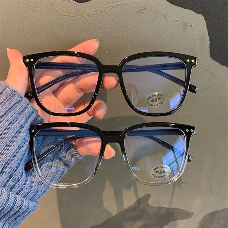 Kính mát gọng vuông trong suốt chống bức xạ phong cách Hàn Quốc thời trang dành cho unisex