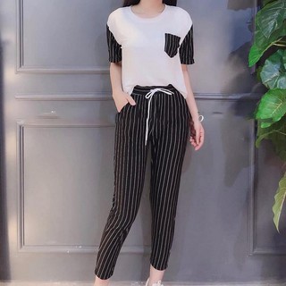 Set bộ đũi kẻ phối túi đẹp