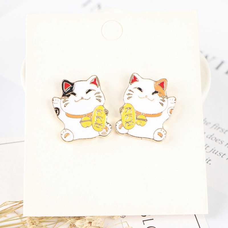 Pin cài áo mèo Neko Nhật Bản ngồi vẫy tay chiêu tài - GC099