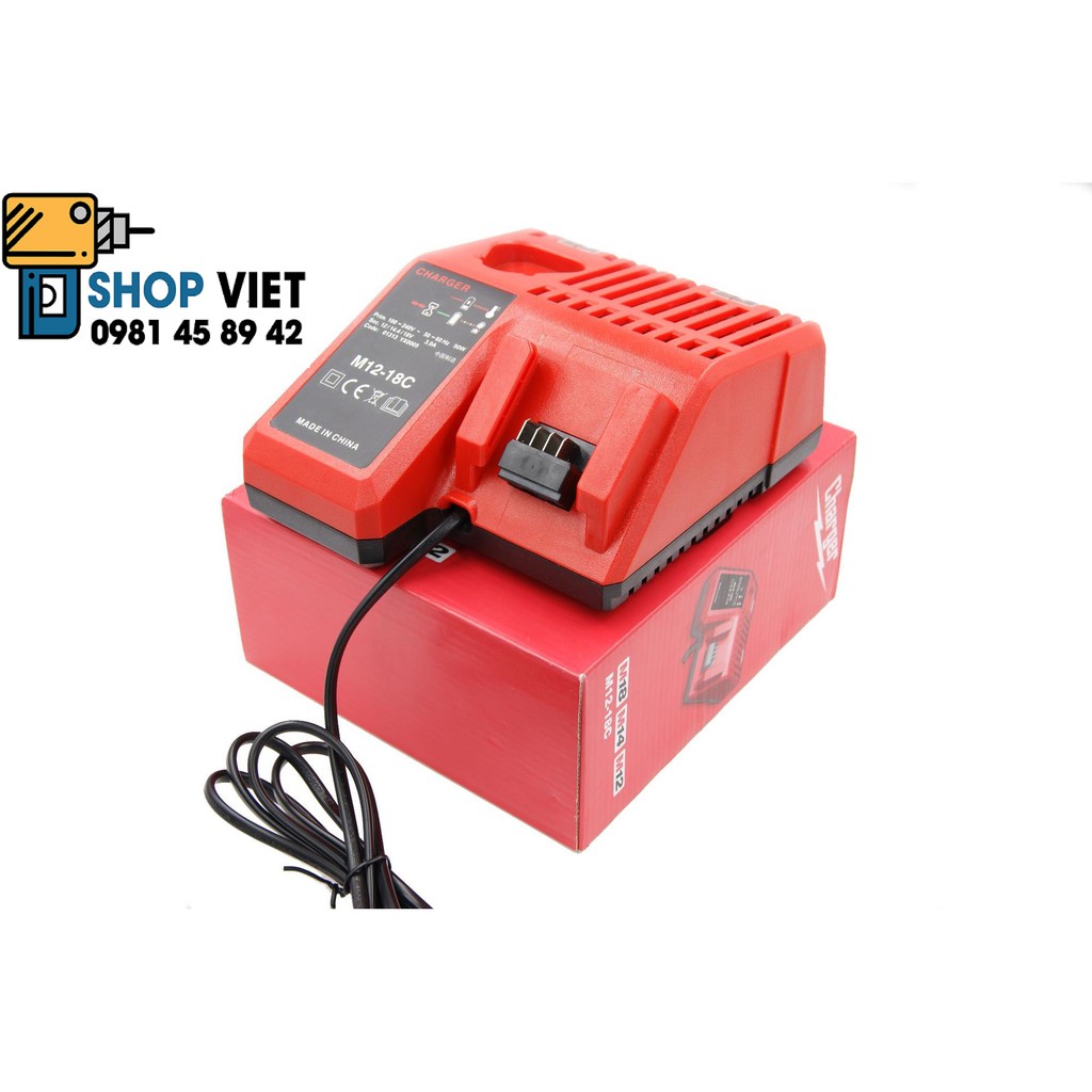 SV Sạc pin thay thế cho Milwaukee M12-18FC 12V-14,4V-18V/ 3A, điện vào 220V