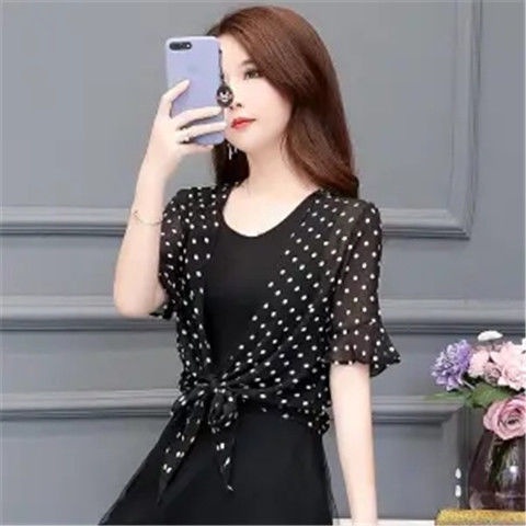 Áo Khoác Voan Mỏng Tay Loe Ngắn Dễ Phối Đồ Thời Trang 2021 Cho Nữ