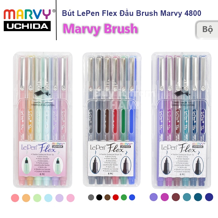 Bộ 6/12 Bút LePen Flex Đầu Brush Marvy 4800