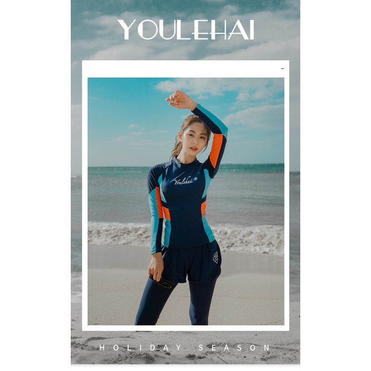 Đồ bơi nữ dài tay phong cách Hàn Quốc xanh cam