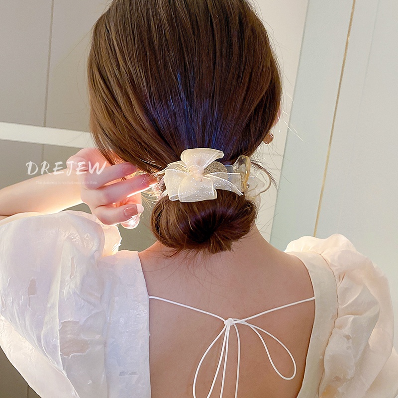 DREJEW Kẹp Tóc Hình Nơ Đính Đá Phong Cách Hàn Quốc Xinh Xắn kẹp tóc hàn quốc kẹp tóc càng cua