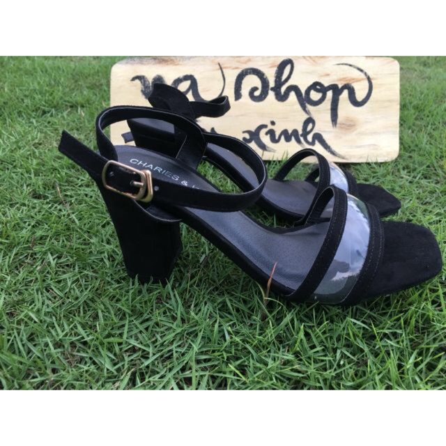 Sandal da nhung gót 7 phân