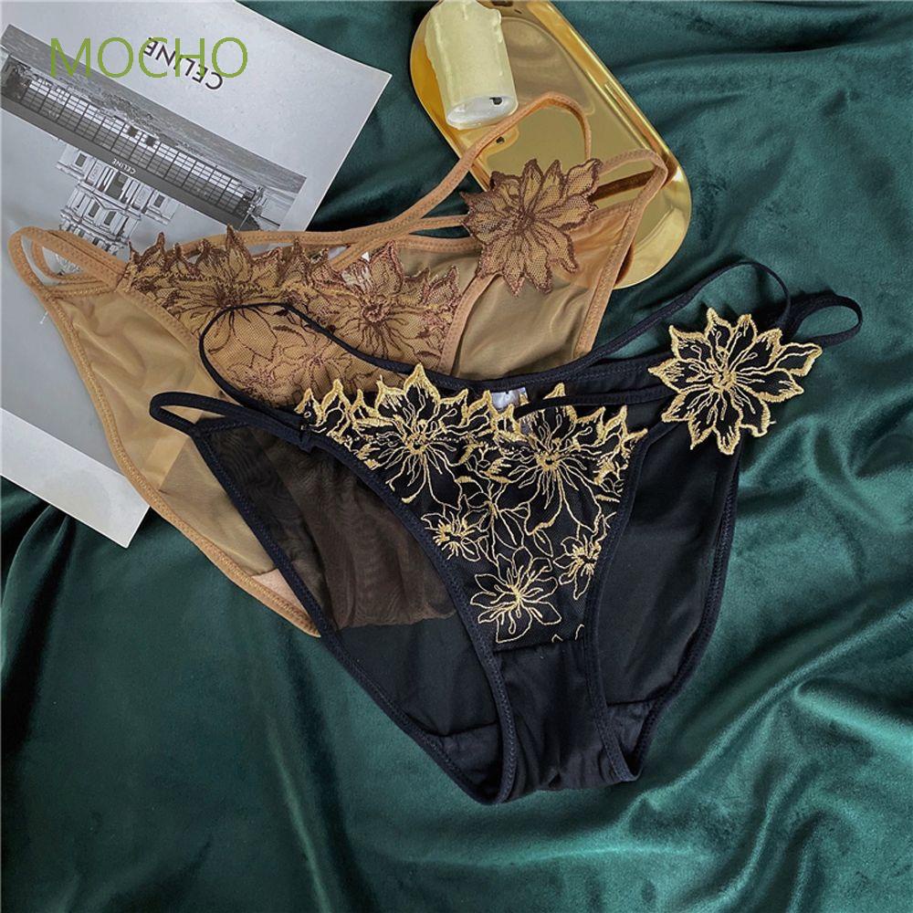 MOCHO Quần lót nữ cotton phối ren thêu hoa phong cách Hàn Quốc nhiều màu sắc