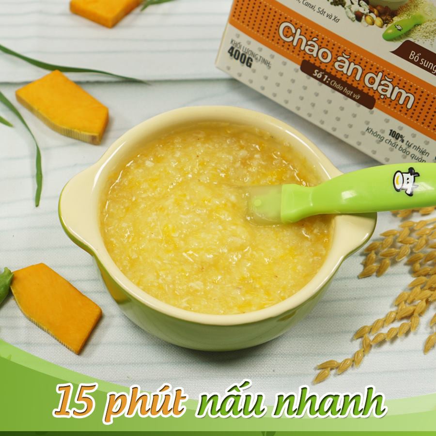 Cháo nấu hạt vỡ Mabu nấu nhanh cho bé từ 7 tháng tuổi ăn dặm, kiểu Nhật (900g)