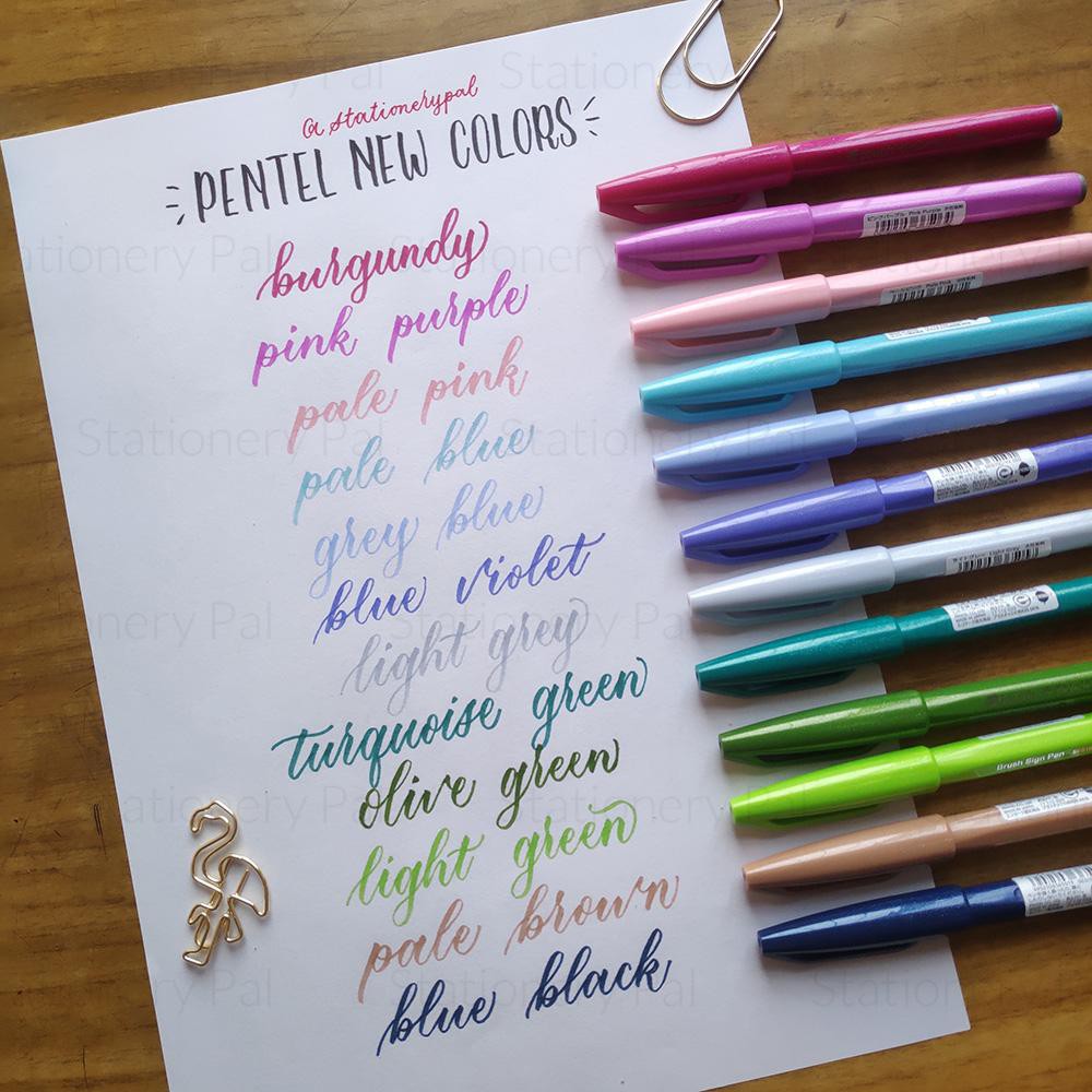 Bút viết thư pháp/Calligraphy Pentel brush Sign pen-fude touch-Bộ 6/12/24 màu