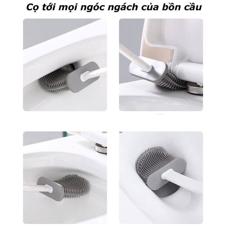 Chổi cọ toilet silicon kèm hộp đựng Pulito, cây cọ bồn cầu vệ sinh toilet phòng tắm siêu sạch PT-CVS