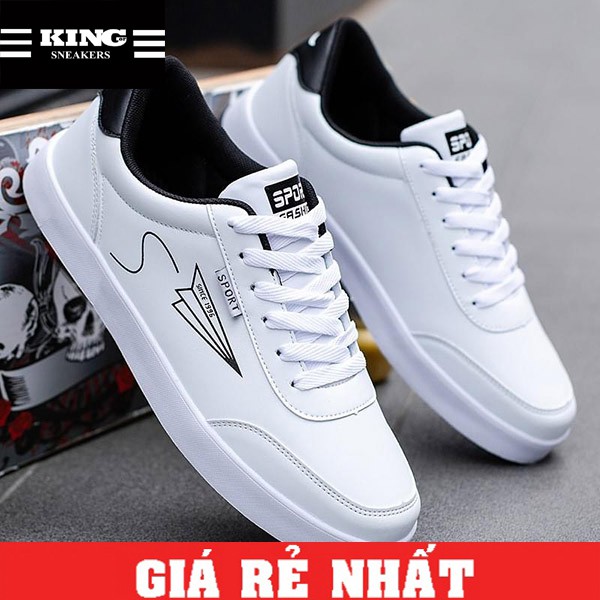 Giày nam thể thao sneaker thời trang màu trắng đẹp giá rẻ đế bằng Hot Trend 2021 cao cấp mã CDT06