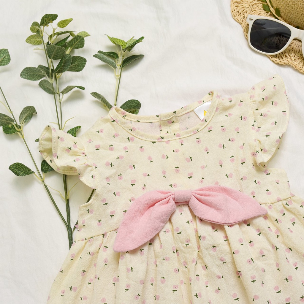 Set đồ đũi sần nơ bản to dễ thương cho bé gái thoáng mát, thấm hút mồ hôi, mỏng nhẹ, dễ chịu thoải mái Caibaby_store