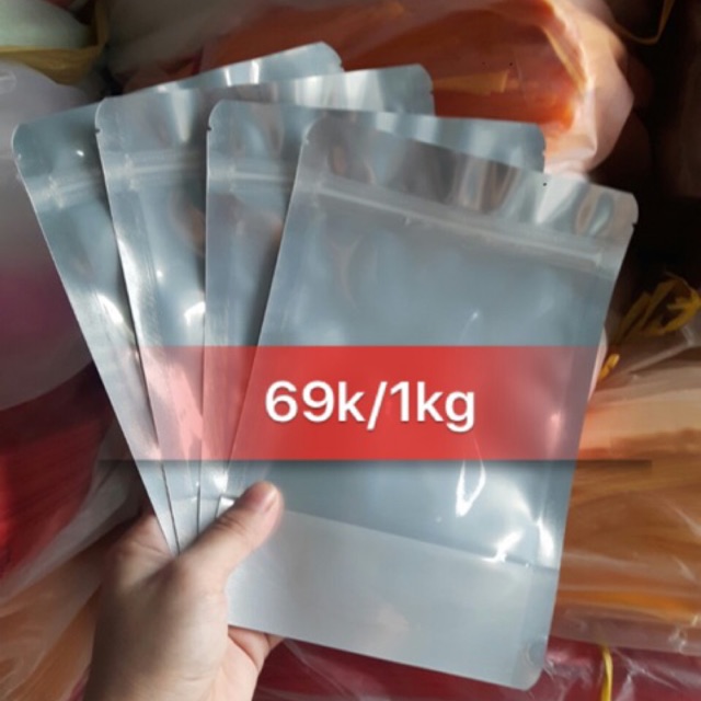 1KG TÚI ZIP BẠC( TÚI ZIPPER ĐÁY ĐỨNG, TÚI TRÀ SỮA)