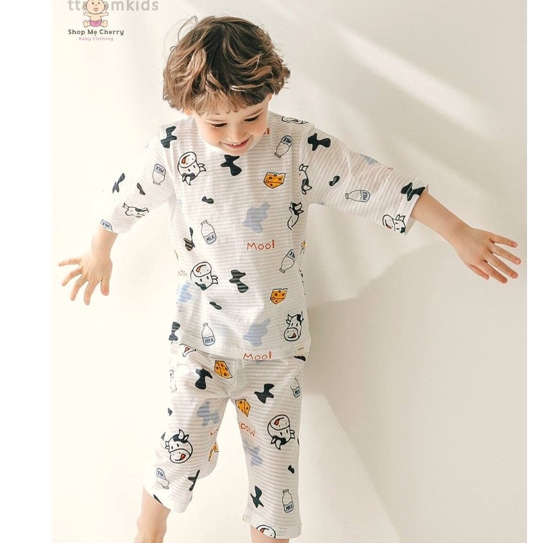 Bộ Lửng Cao Cấp Trẻ Em Của Hãng Ttasom, Chất Cotton Giấy Organic, Mẫu Bò Sữa