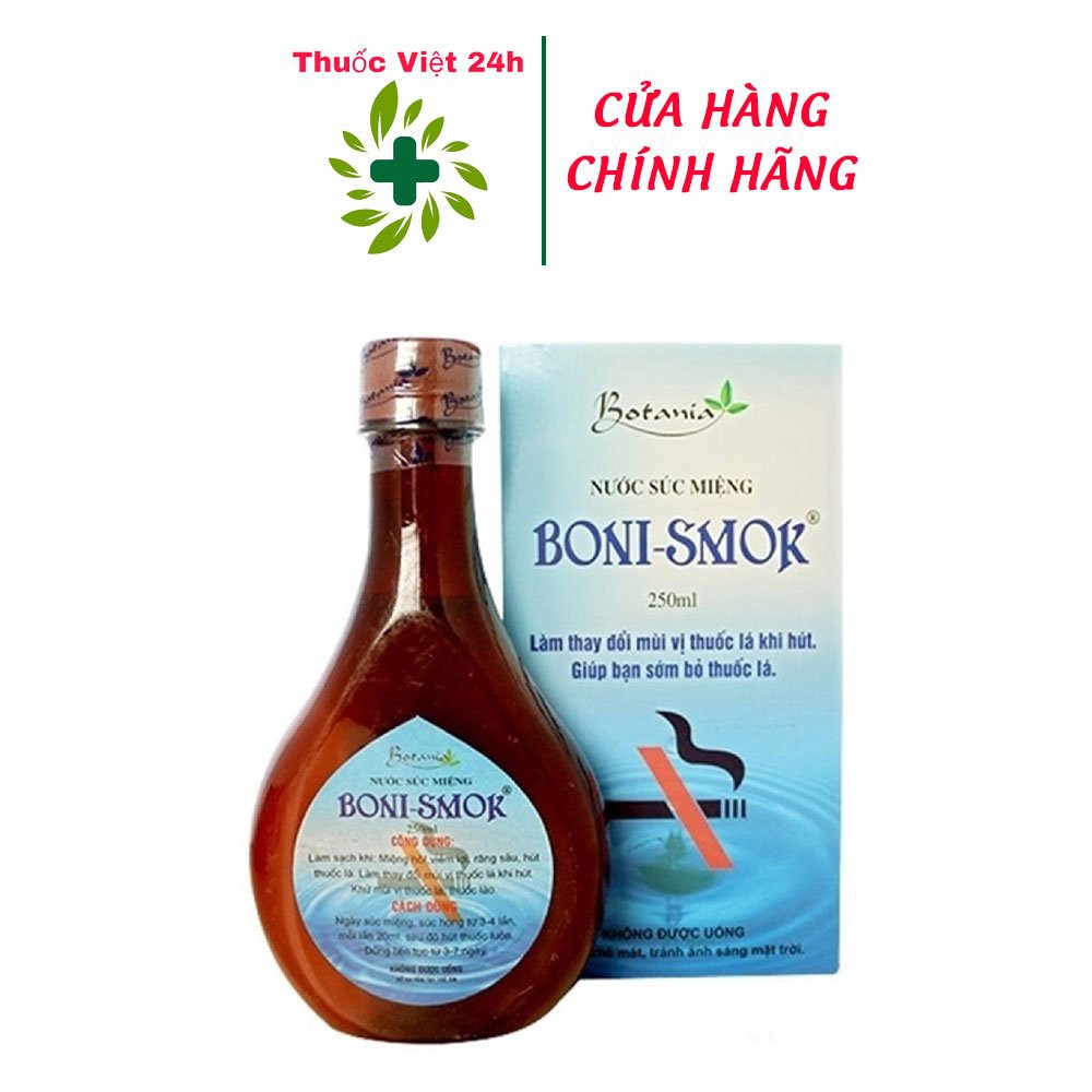 Nước Súc Miệng Cai Thuốc Lá Boni-Smok làm thay đổi mùi vị thuốc lá khi hút dẫn đến việc từ bỏ thuốc lá, khử mùi hôi miện