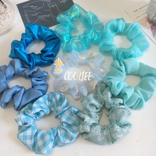 Scrunchies tông xanh biển các mẫu