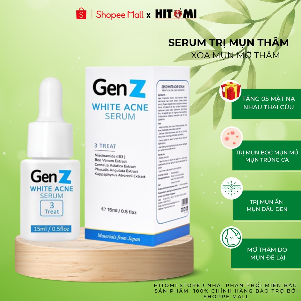 Serum Giảm Mụn Oriskin GenZ White Acne Serum Loại Bỏ Các Loại Mụn, Trứng Cá Và Mụn Đầu Đen 15ml - Trị mụn | TheBodyHolic.com