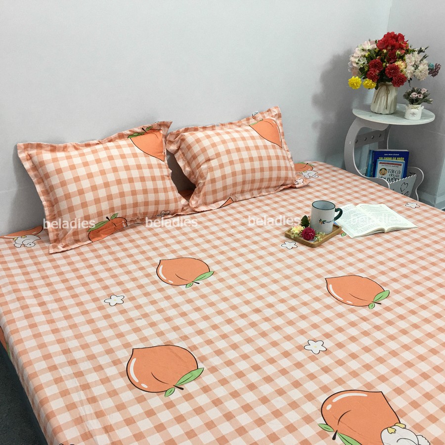 Ga giường đơn kí túc xá 1m2 2m  kèm vỏ gối nằm poly cotton