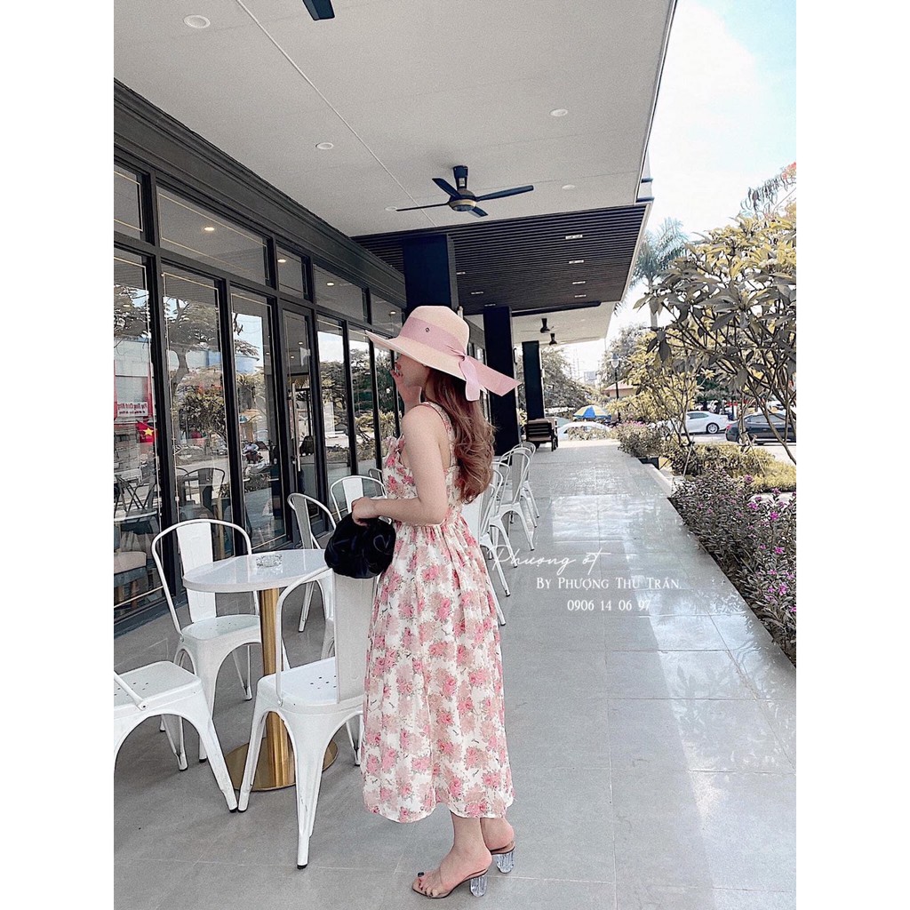 Váy Hoa Maxi 2 Dây Dáng Dài Hoa Hồng Cực XInh